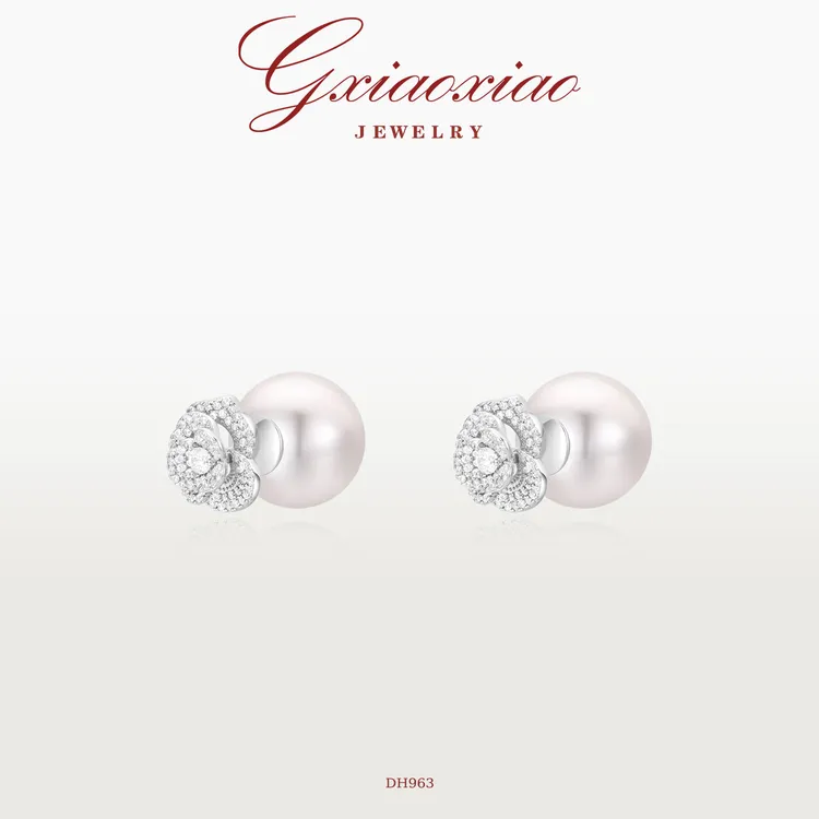 G XIAOXIAO 镀K金 法式气质高级感花瓣珠子耳环 DH963 DH964