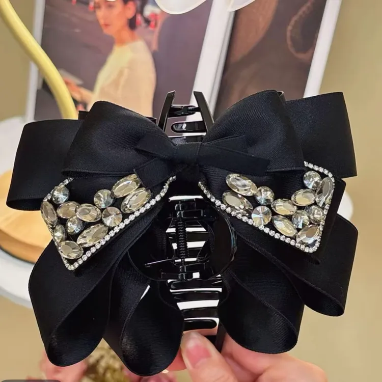 抓夹黑色千金风百搭瑞丽风学生发饰发夹气质简约女