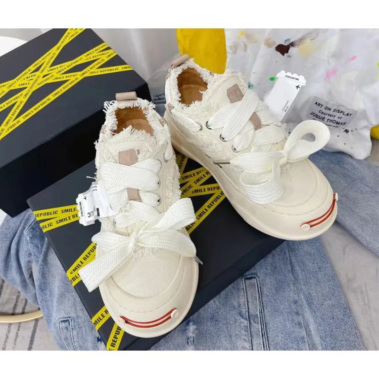 同款鞋帆布鞋女新款开口笑厚底乞丐鞋子小白鞋半托