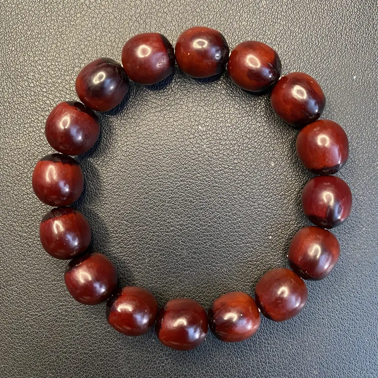 酒红色无患子手串脖挂佛珠木患子念珠流珠大红高油高硬度手持念珠