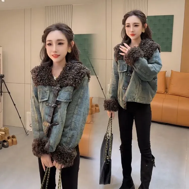 牛仔外套女2025秋冬季新款欧货时尚洋气百搭宽松短款加绒保暖上衣