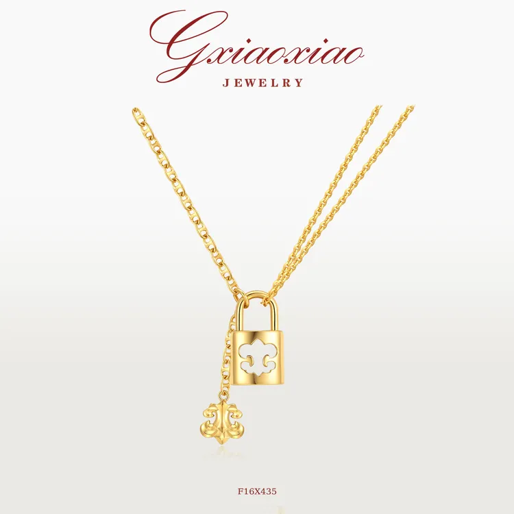 G XIAOXIAO 镀K金 高级设计款气质鸢尾花锁项链 F16X435 F16X436