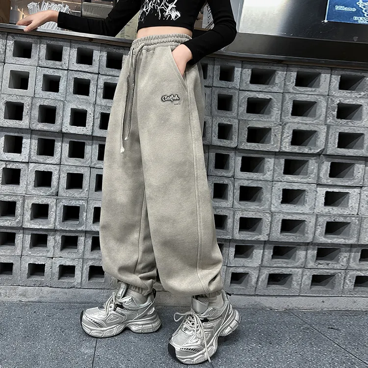 儿童冬装大女童装加绒束脚裤子一体绒秋冬款运动卫裤冬季6-12岁15