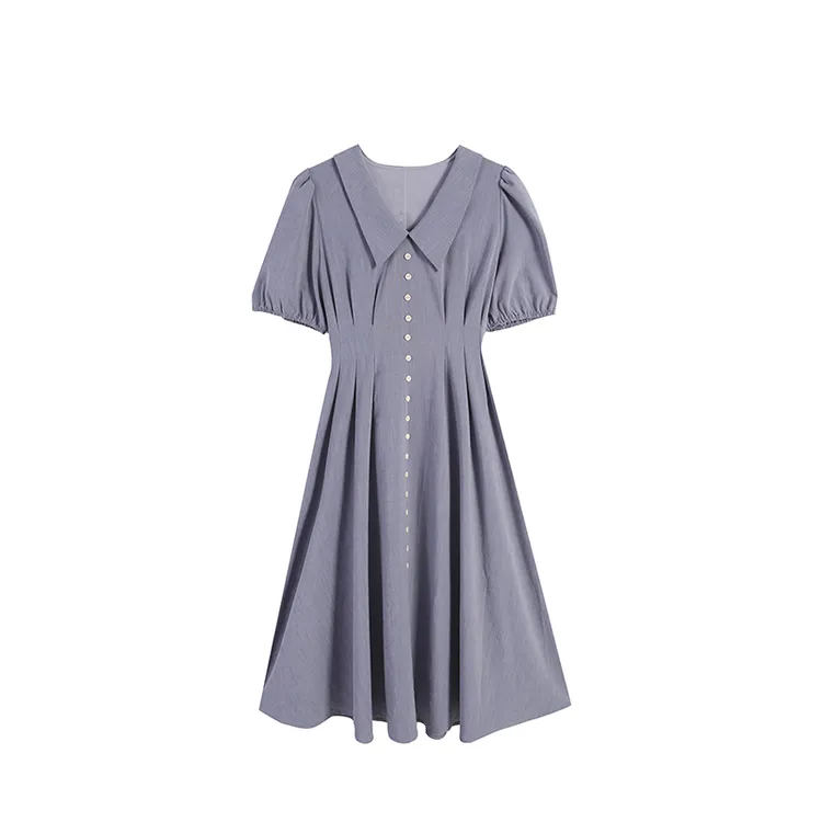 【五季家大码】夏季时尚气质蓝色连衣裙ZL106631