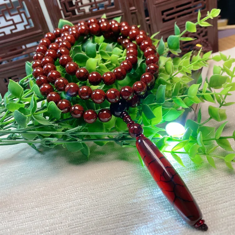 国风火焰纹全珠项链男女同款链条78颗珠子10毫米主头15/58毫米