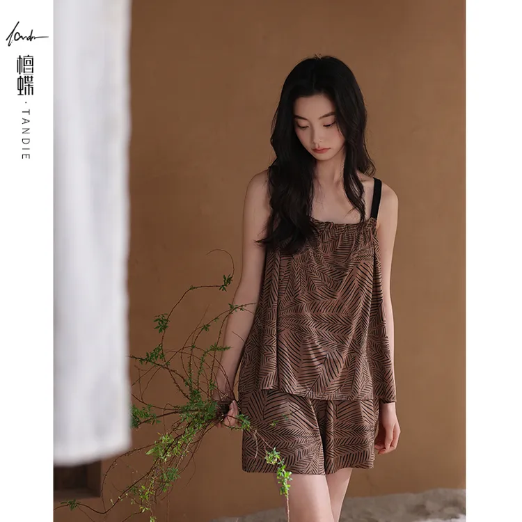 【带胸垫】檀蝶睡衣夏季女士莫代尔一体式2025年新款夏天套装家居服