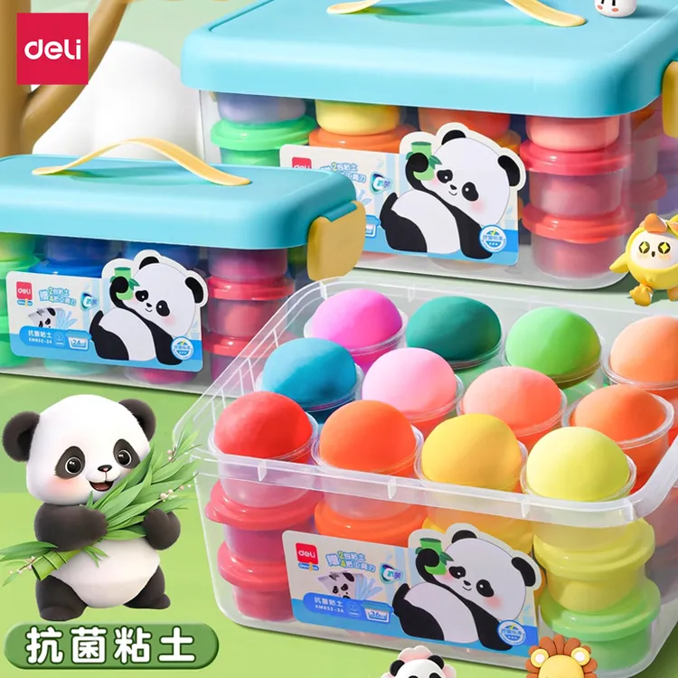 得力超轻粘土彩泥12/24色橡皮泥幼儿园小学生专用手工diy益智玩具