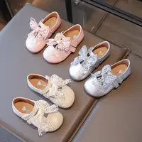 女童2025秋季新款软底防滑单鞋蕾丝蝴蝶结百搭公主鞋5158