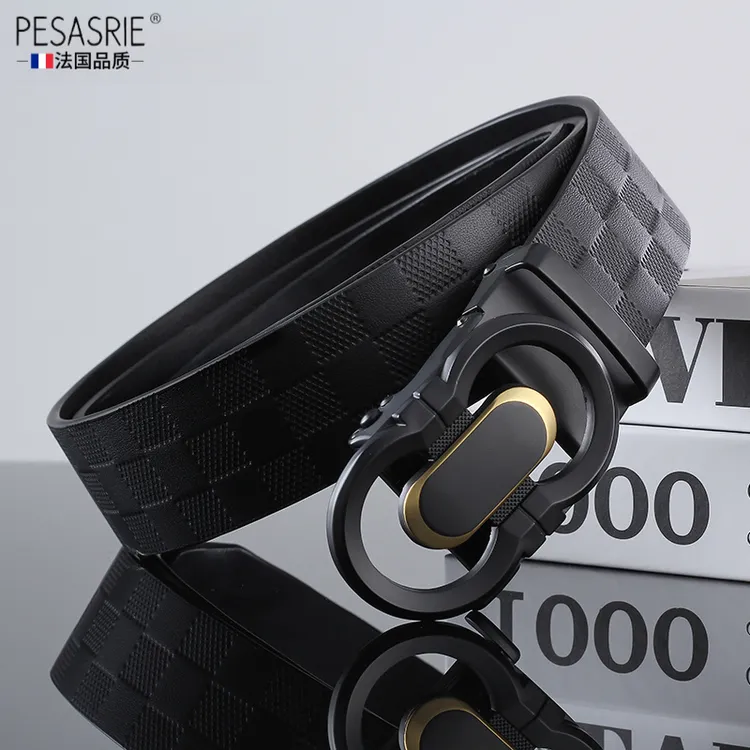 真皮皮带男士头层牛皮百搭简约潮流自动扣休闲正装腰带男高档礼物