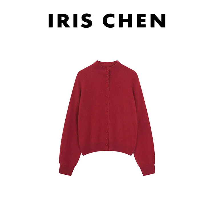 IRIS CHEN 豆蔻 2025冬款“羊绒羊毛拉绒220g”百搭针织衫25SY1021
