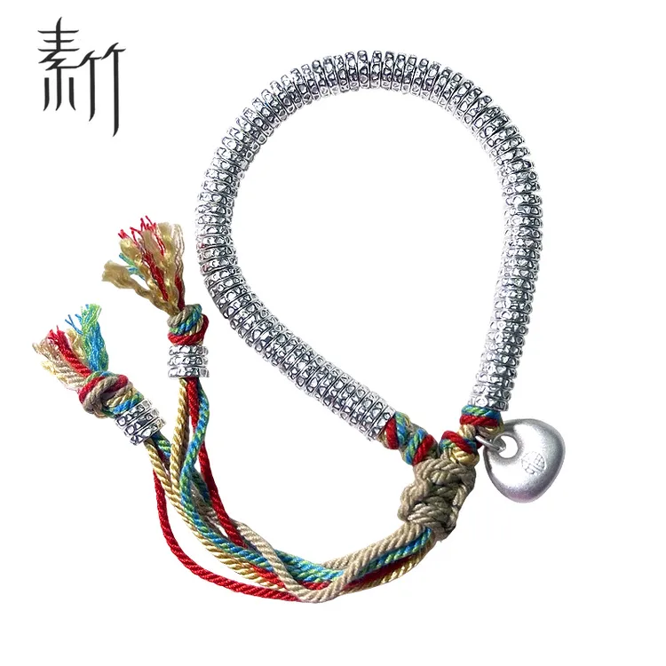 素竹足银999白银盘缠手串成品30.5克节日礼物