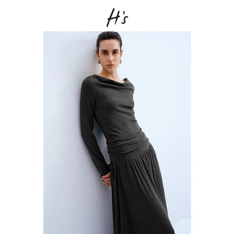 HS连衣裙女25春新款高级立体设计感遮肉显瘦内搭亲肤长款