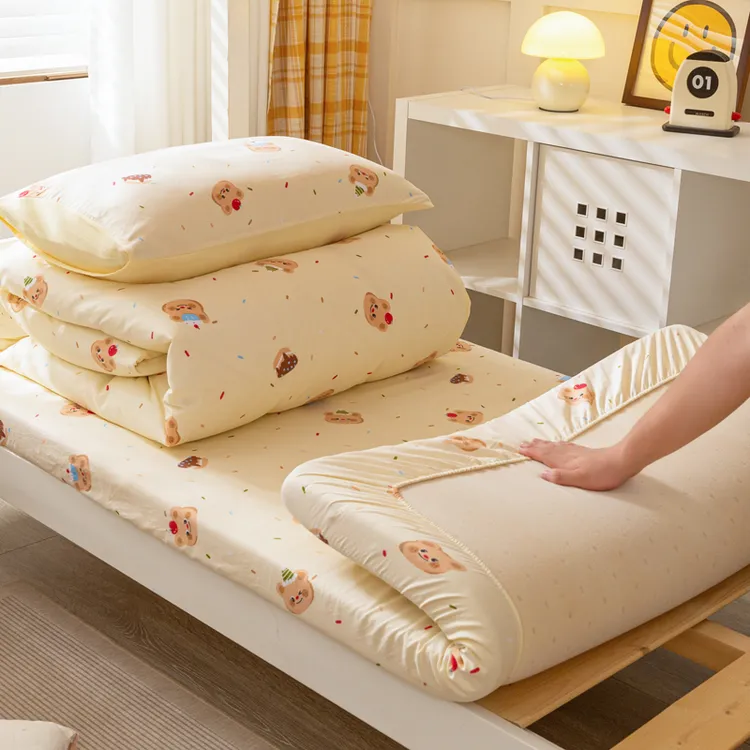 学生宿舍床单三件套纯棉水洗棉被套被罩四件套床上用品被褥六件套