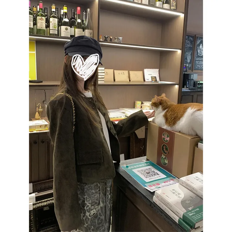 韩版复古气质感麂皮绒外套女2025秋季新款小众设计感宽松夹克上衣