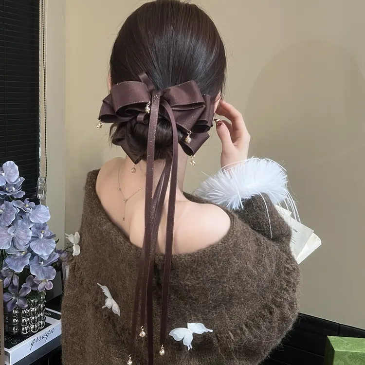 【千金小姐】美拉德珠珠吊坠蝴蝶结香蕉夹后脑勺马尾竖夹学院风发饰