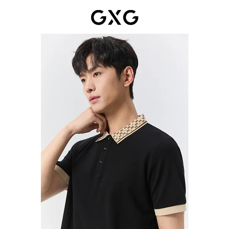 GXG零压POLO撞色休闲翻领Polo衫短袖夏季简约#G24D242314