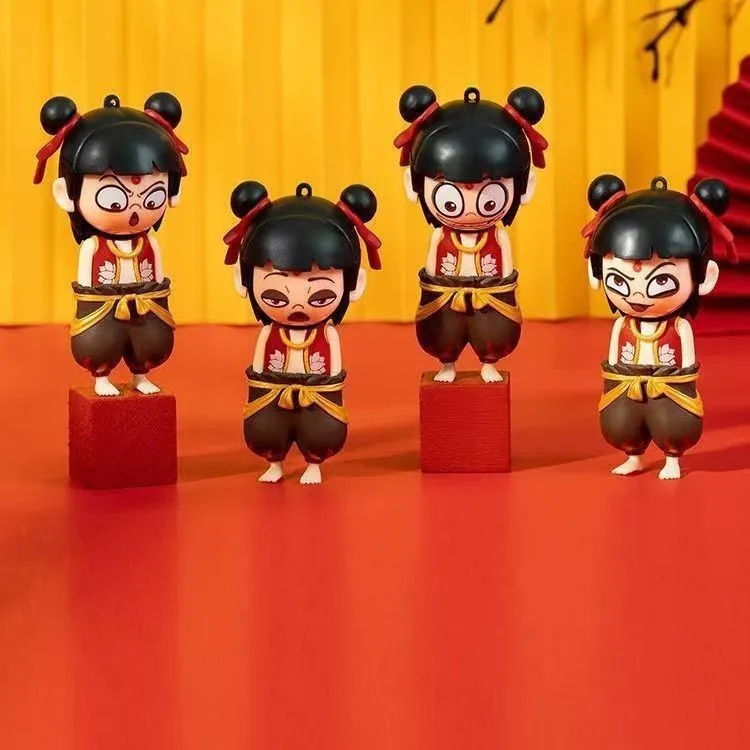 新款哪吒表情包变脸魔童闹海玩具按压变脸挂件摆件趣味新年礼物