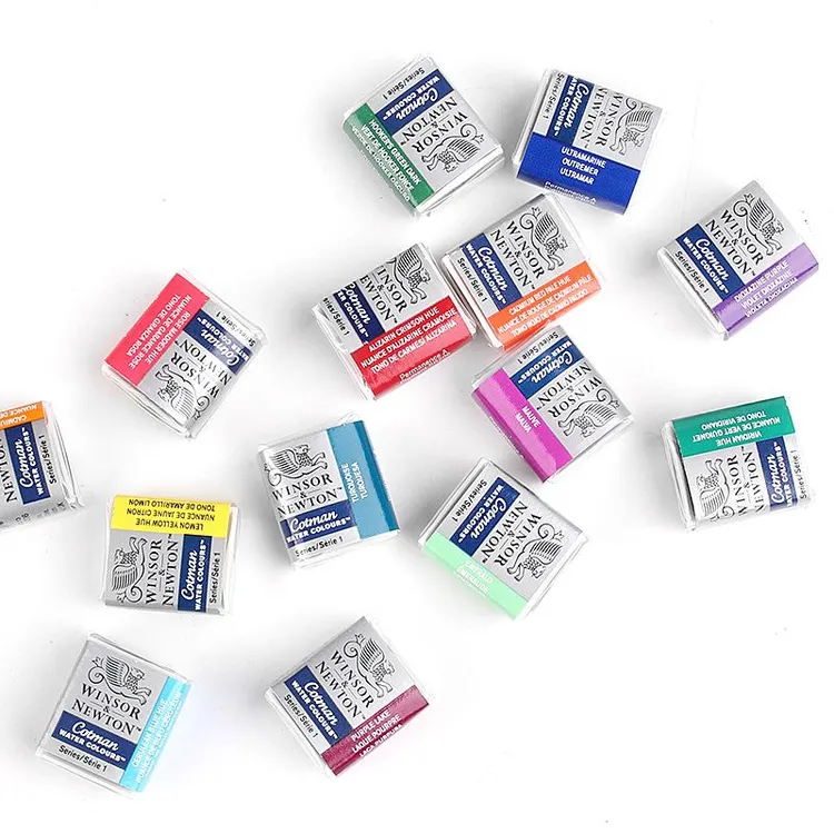 温莎牛顿歌文水彩颜料初学半块透明水彩水彩颜料40色一套