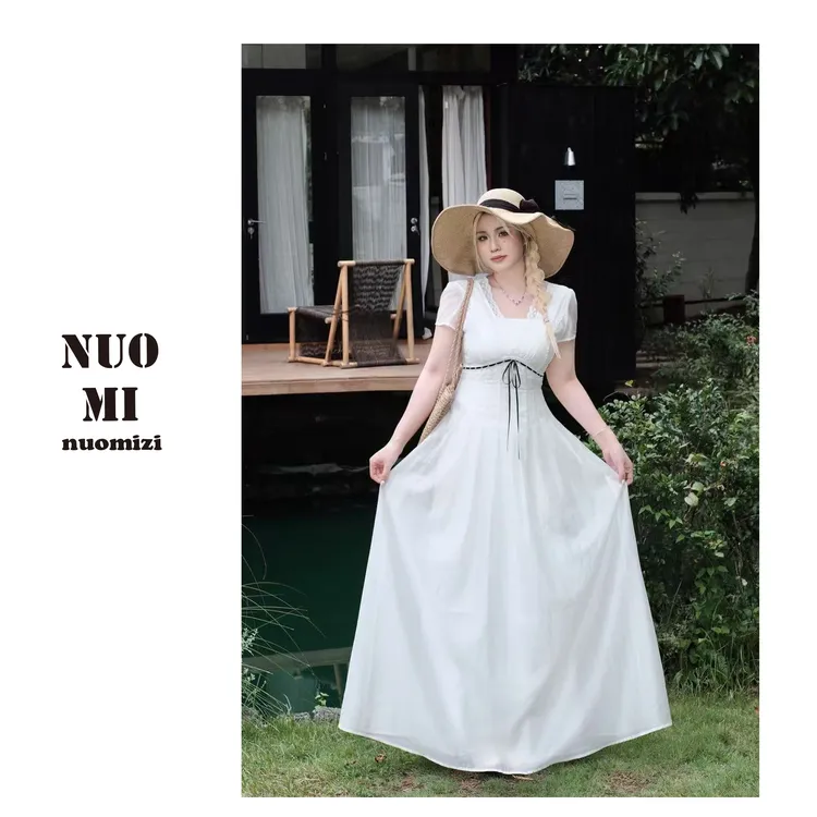 ZOZ糯米子 [月光轨迹]法式蕾丝连衣裙夏季显瘦收腰初恋风气质裙子