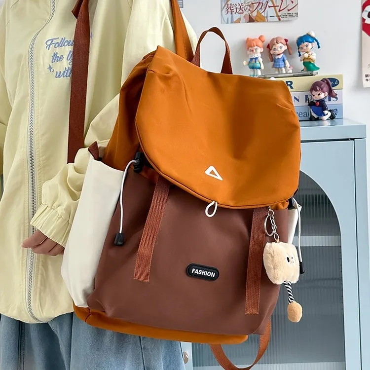 撞色运动休闲束口书包轻便大学生双肩包户外徒步登山超轻旅行背包