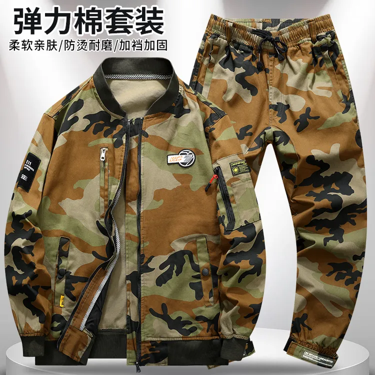 春秋款棉弹力飞行服夹克款结实耐磨耐刮上衣裤子套装男女同款定制