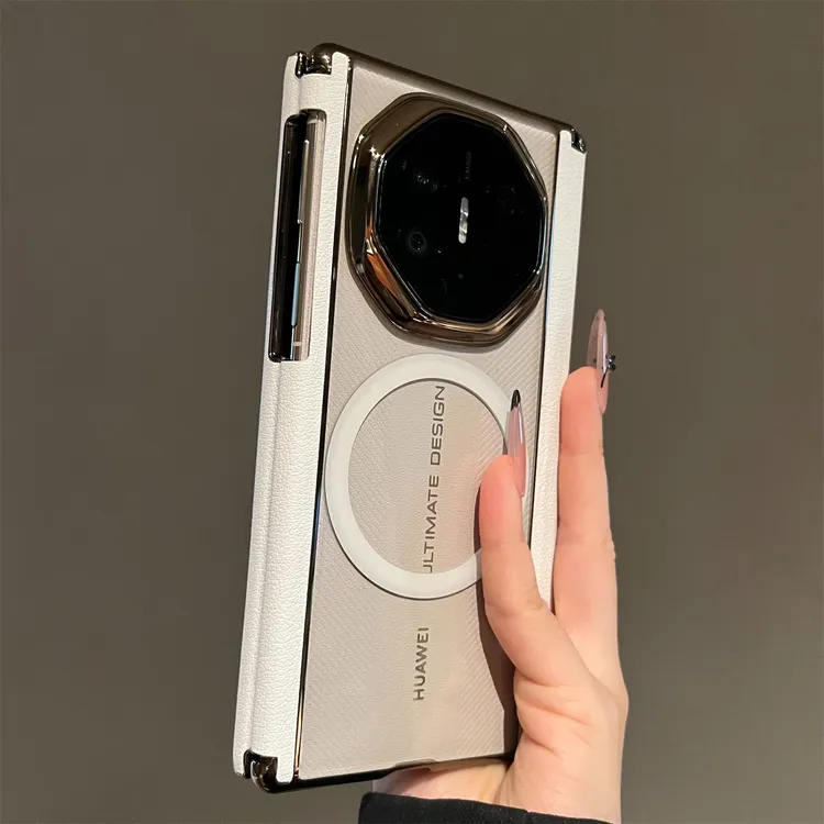 真皮磁吸双中轴适用华为MateXTs非凡大师三折叠屏手机壳简约高档