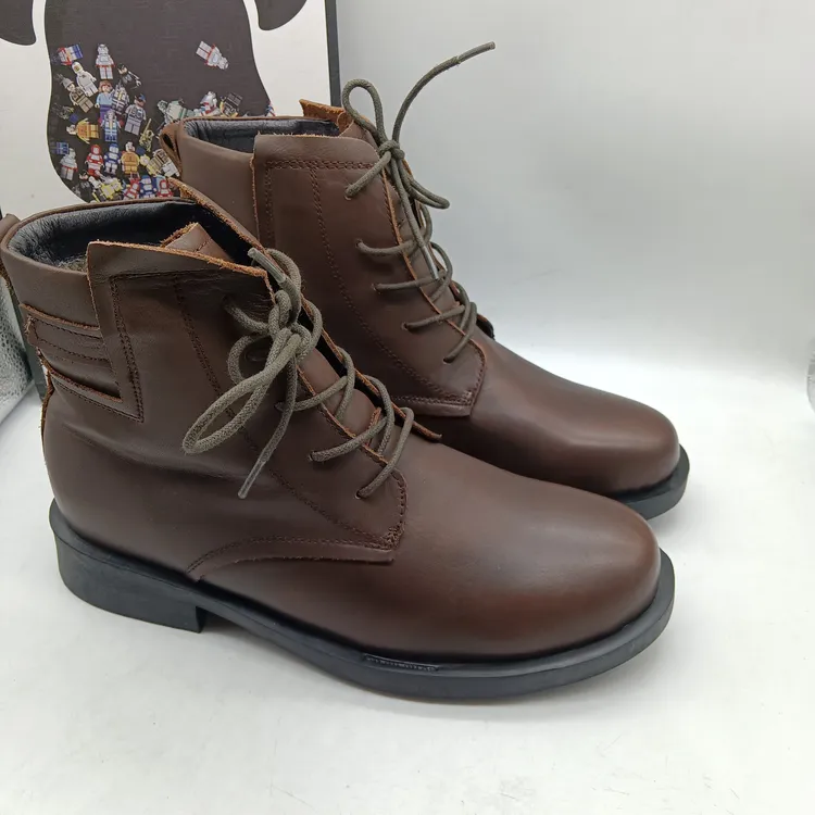 富贵吉祥冬季男士头层牛皮加绒保暖防滑休闲百搭真皮时尚马丁棉靴