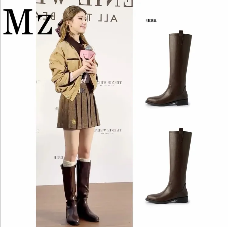 【欣哥严选】赵露思同款3.5cm秋冬平底百搭时尚时装靴骑士靴A31