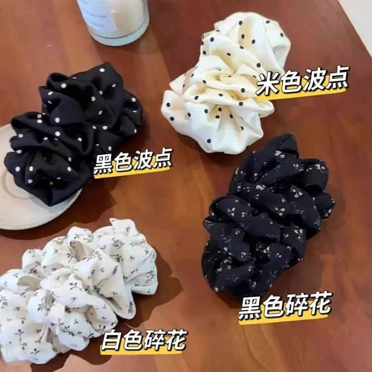 巨显发量！横着夹！新款褶皱云朵泡泡波点碎花甜妹氛围感香蕉夹发夹商品图