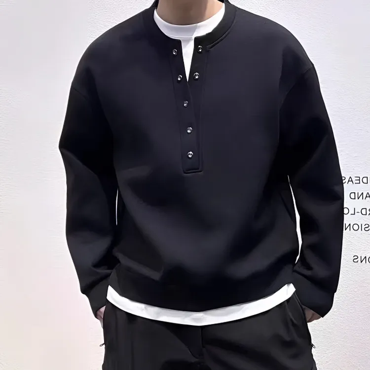 春秋季假两件套头卫衣男款百搭时尚潮牌设计感韩版宽松简约上衣潮