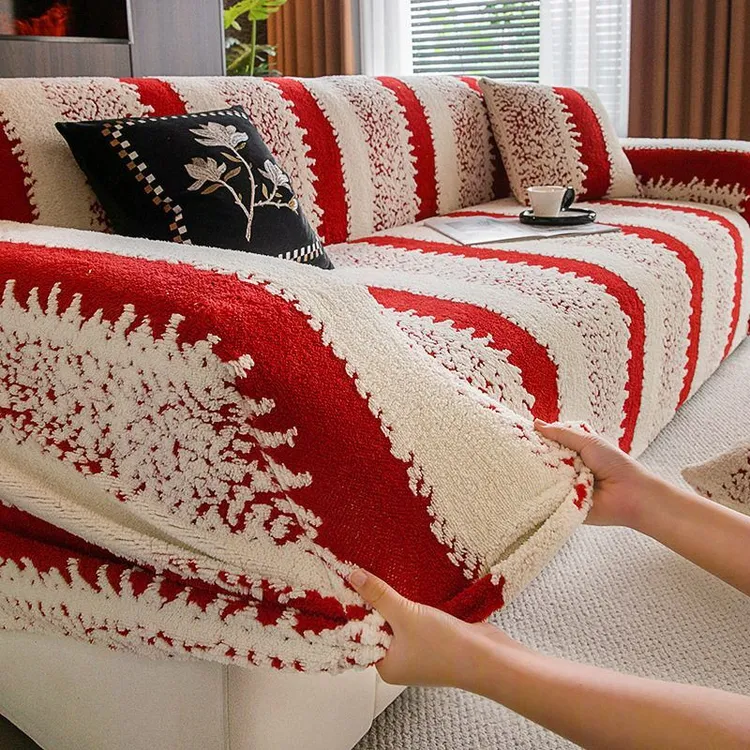 MOMO【舒棉绒防猫抓】新年喜庆沙发套罩全包万能红色氛围感圣诞