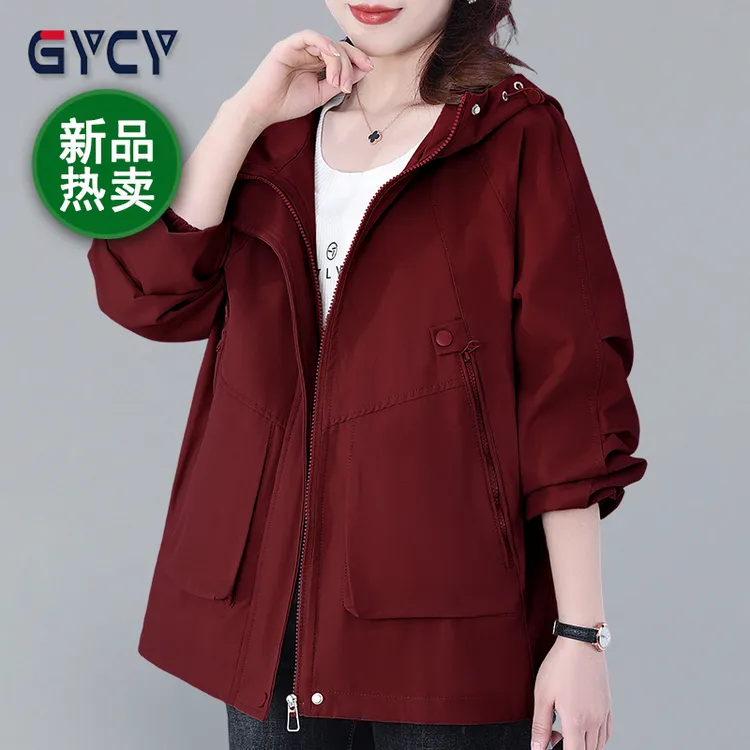 品牌韩版百搭中老年洋气上衣潮春秋新款时尚运动休闲连帽外套女