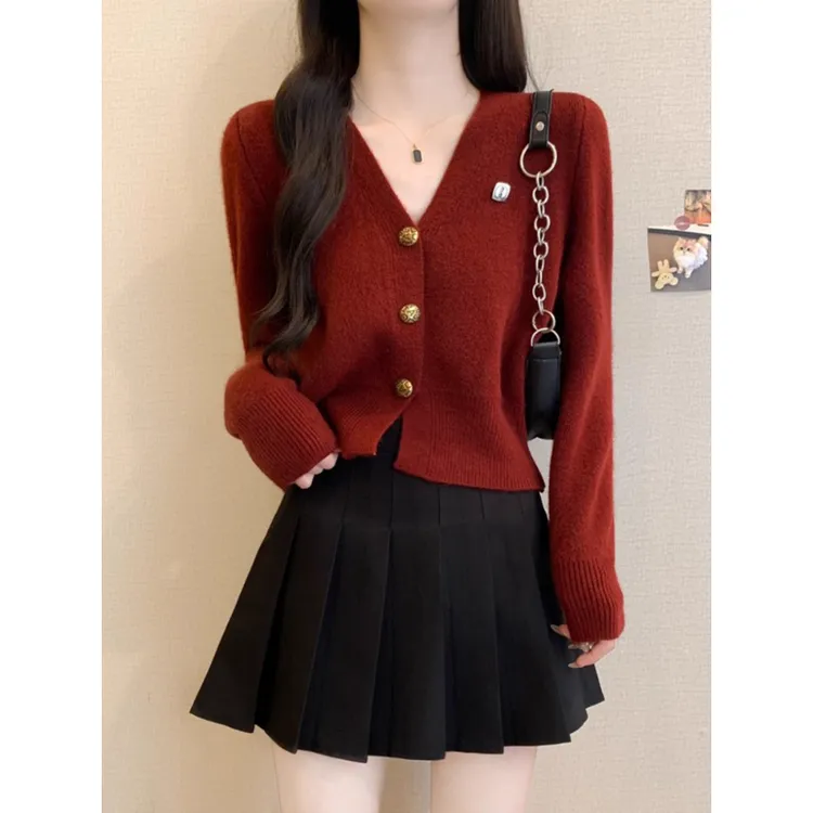 2025秋冬季内搭显瘦女装女毛针织衫女小香风毛衣长袖小香风开衫