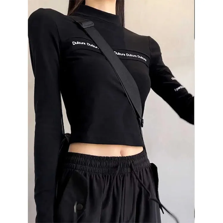 2025甜飒秋冬长袖磨毛保暖打底高腰显瘦辣妹时尚半高领内搭小衫女