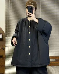 芊米鑫~2025秋冬新款圆领单排扣休闲宽松减龄百搭棉服