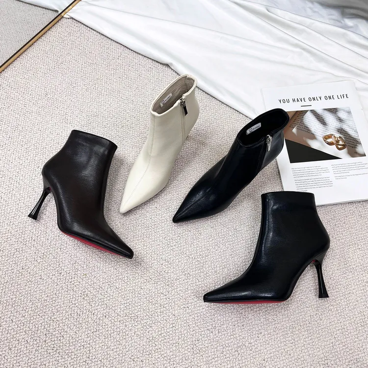 7cm 气质高跟短靴女士秋冬季时装靴  琥珀流光风百搭瘦瘦靴马丁靴