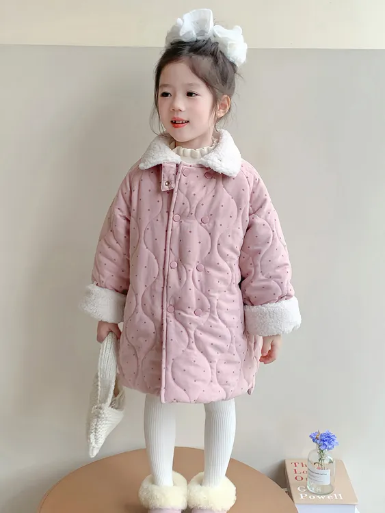 女童加绒棉服冬季2025新款儿童宝宝保暖夹棉外套韩版炸街冬装棉服