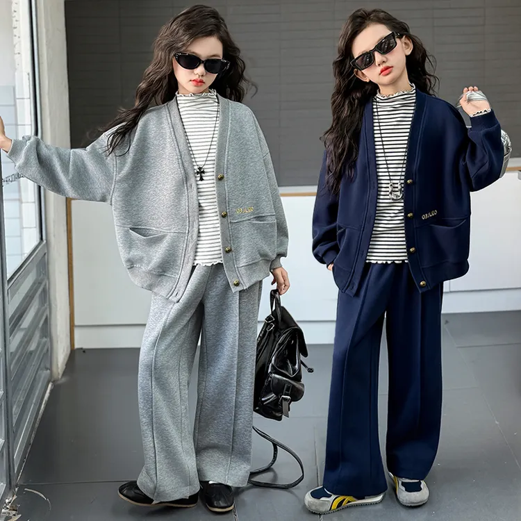 潮牌童装女童秋装套装2025年款衣服儿童春秋款休闲网红洋气三件套