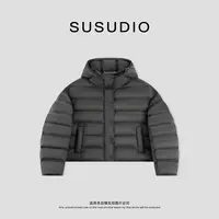 SUSUDIO 冬季白鸭绒蓬松花苞帽云朵感绵软弯刀袖羽绒服 70273