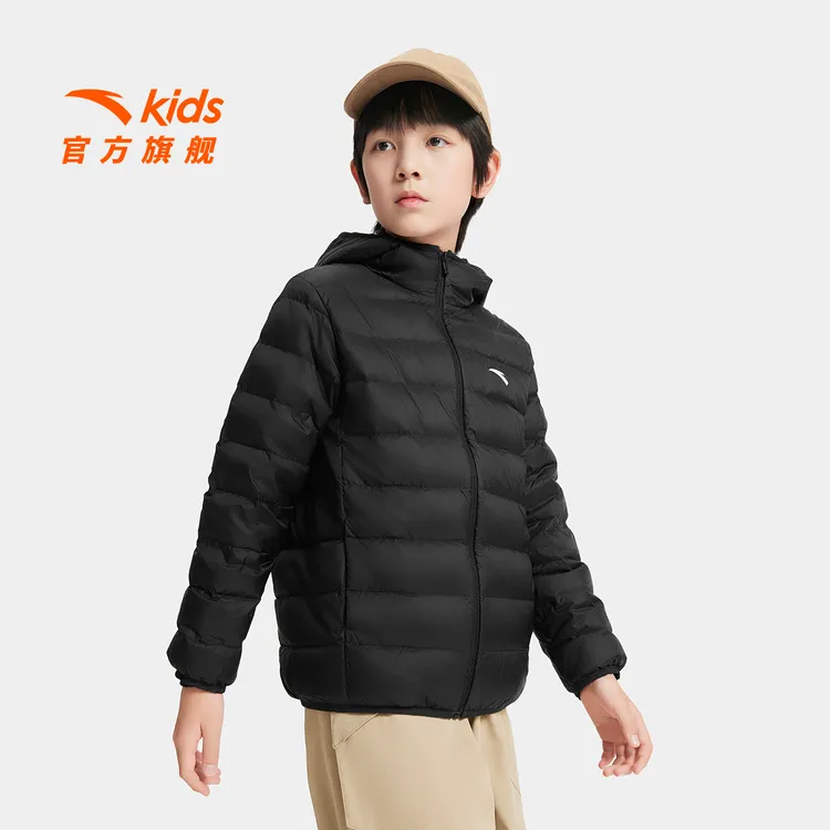 安踏儿童男女童轻薄羽绒服2025新款舒适保暖青少年连帽羽绒服外套