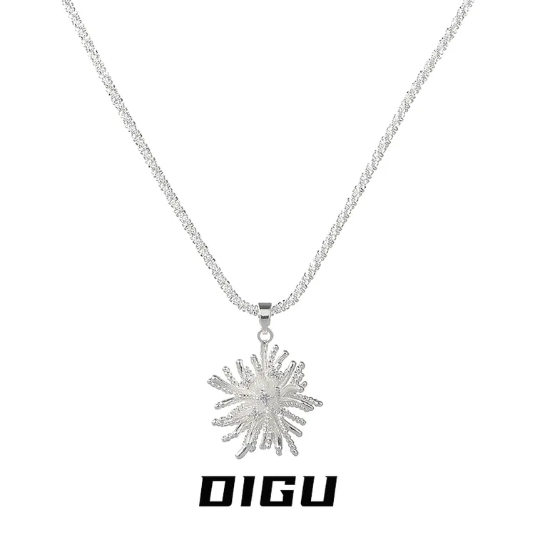 嘀咕家 铜合金项链 独特烟花吊坠项链女精致蒲公英锁骨链气质颈链