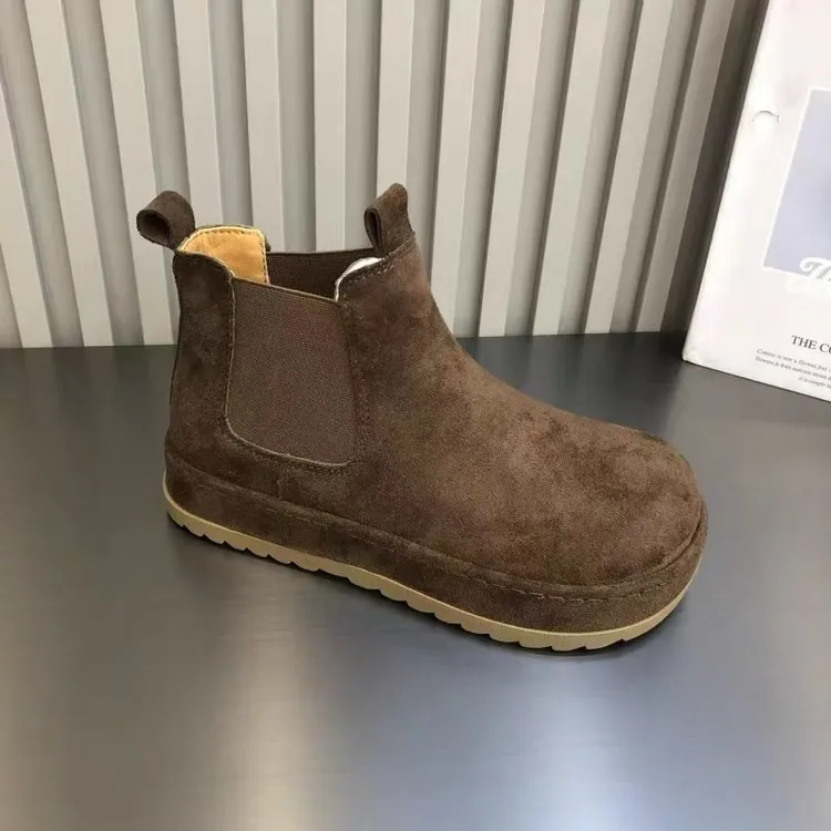 圆头女短筒秋季马丁靴真皮厚底靴注压森系防滑常规款