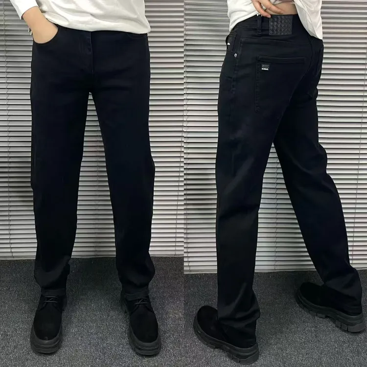 拉链秋冬25271男秋季男士简约黑牛仔裤时尚黑色潮流加绒