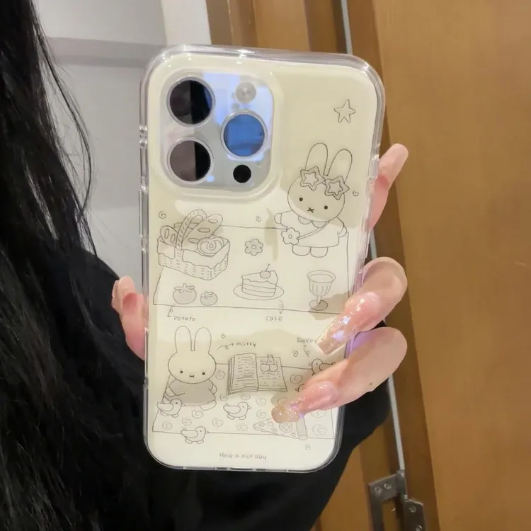 ins野餐米菲IMD适用iPhone16手机壳华为荣耀vivo创意oppo硬壳一加