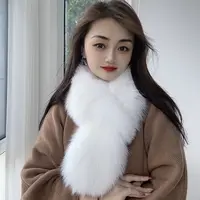 【白色雪狐围巾】2025狐狸毛韩版保暖围脖时尚围巾网红百搭加厚纯色