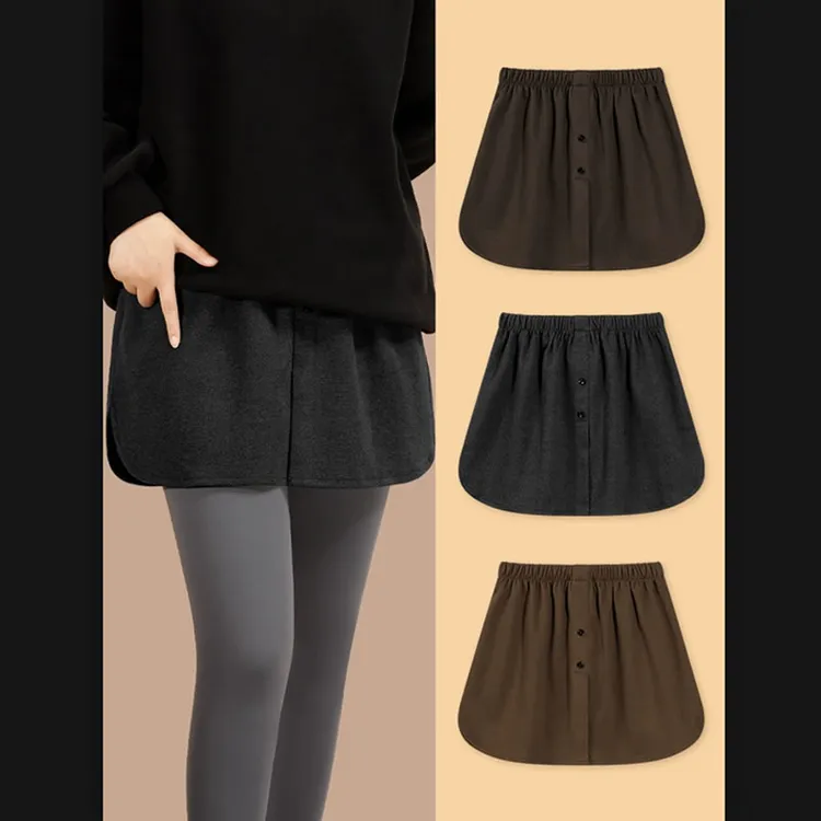 高级灰色屁帘女叠穿毛呢半身裙新款秋冬卫衣配鲨鱼裤大码遮臀神器