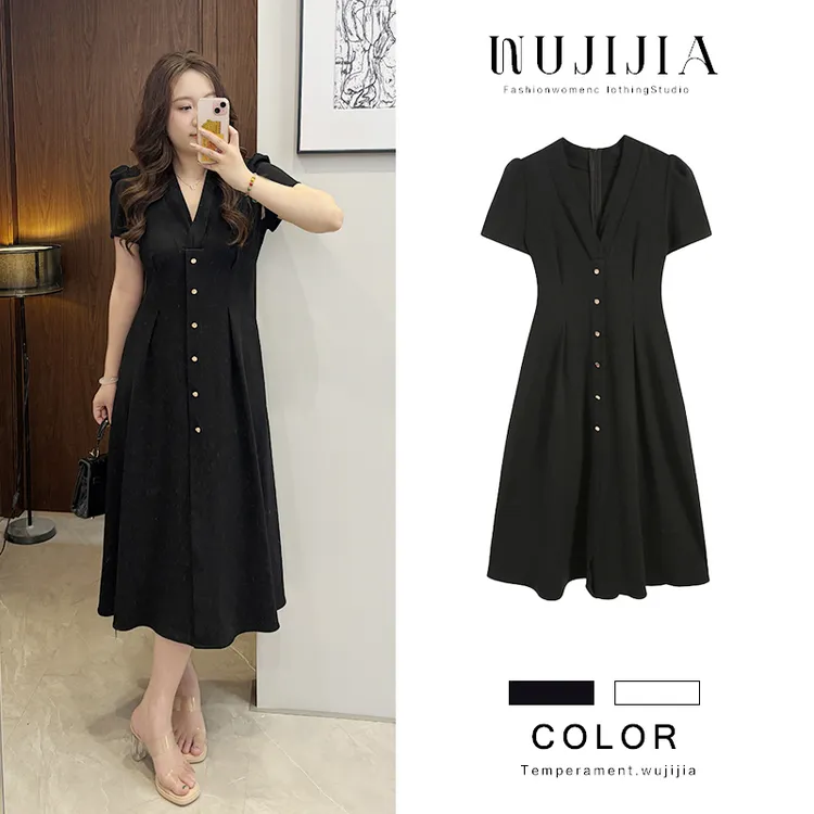 黑色气质赫本风连衣裙裙子ZL110176