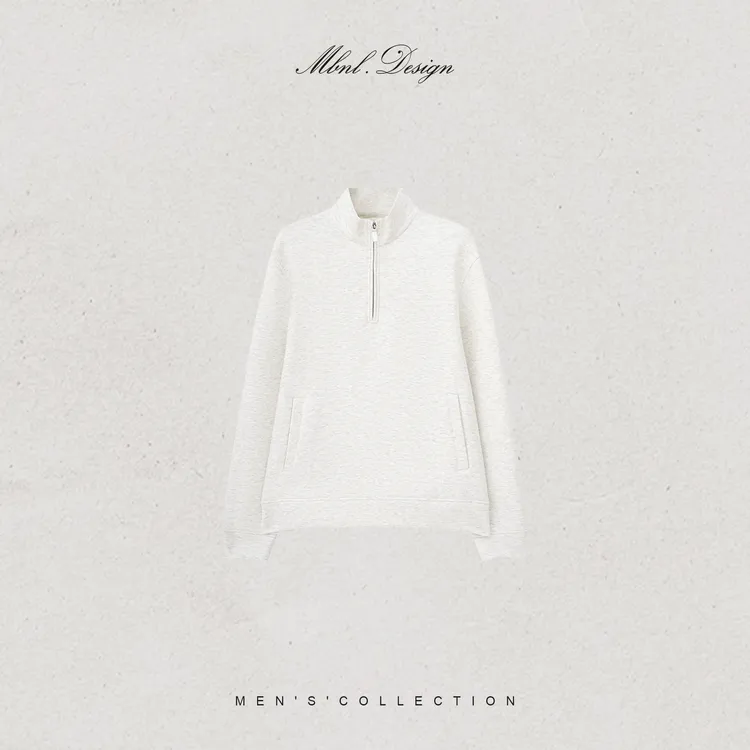 MBNL-F「Crisp 」秦磊男装棉定纺质感半开襟拉链卫衣LL-SSY1251