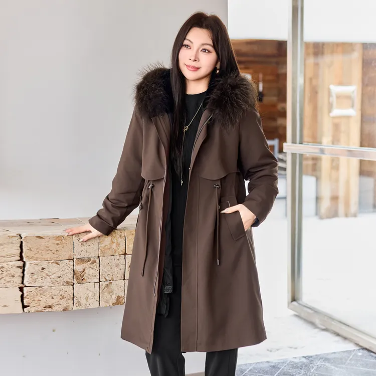 【可拆卸貉子毛领真兔毛内胆】MsShe大码女装冬两穿皮草M2511040