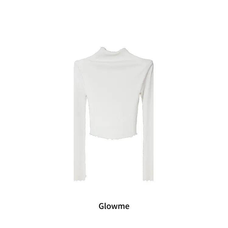 【Glowme】韩国|气质木耳边半高领上衣<no退换>